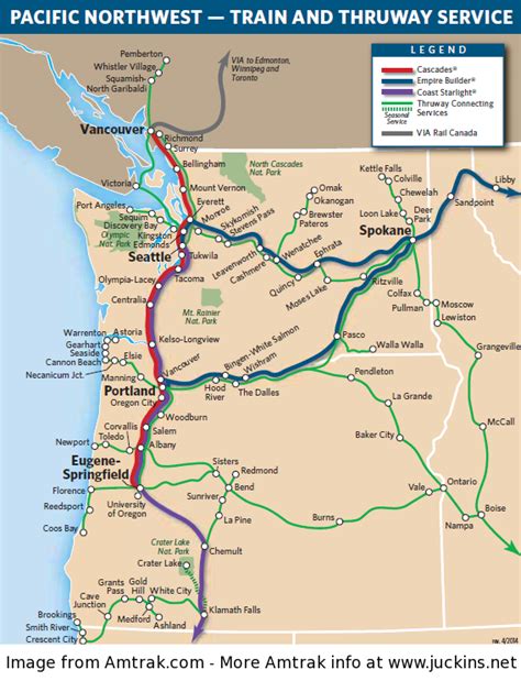 juckins.net - Amtrak Routes at a Glance