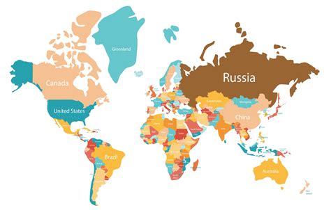 Simple World Map With Countries Labeled World Map Template World Map ...