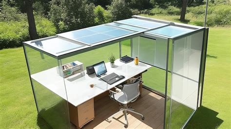 Premium AI Image | A home office with a transparent solar powered desk