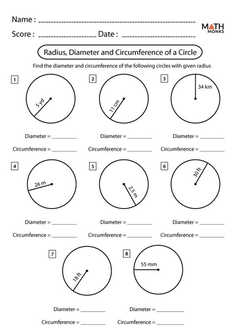 Radius And Diameter Of A Circle Worksheet 9 Best Images Of C