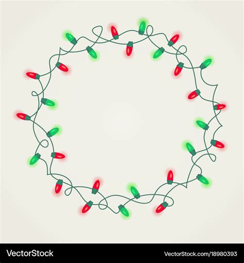 Wreath of green and red christmas lights Vector Image