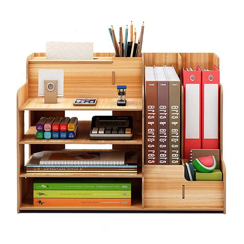 Buy Wooden Office Desk Organizers and Accessories, Multi-Functional ...