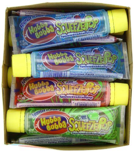 Hubba Bubba Squeeze Pop Sour Lollipops, Assorted, 4 Ounce (Pack of 12 ...