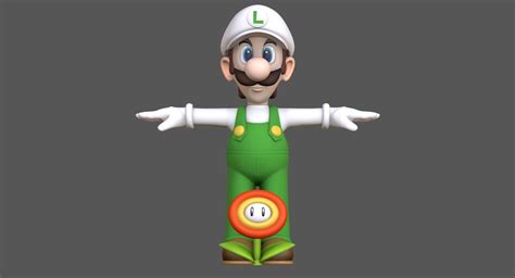 3D luigi flower super mario - TurboSquid 1404577