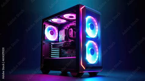 A gaming computer with RGB LED lighting Stock Illustration | Adobe Stock