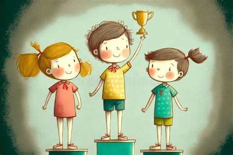 Colorful Drawing Happy Children, Digital Illustration Painting Artwork ...