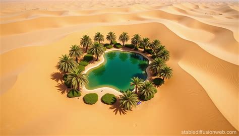 Desert Oasis Scene | Stable Diffusion Online