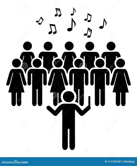 Choir Group with Director Singing Stock Vector - Illustration of group ...