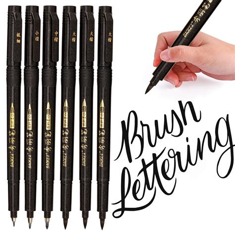 Hand Lettering Pens, Calligraphy Pen Brush Markers Set, Refillable - 4 ...