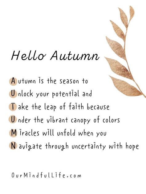 89 Beautiful Fall Quotes To Fall In Love With The Season - Our Mindful Life