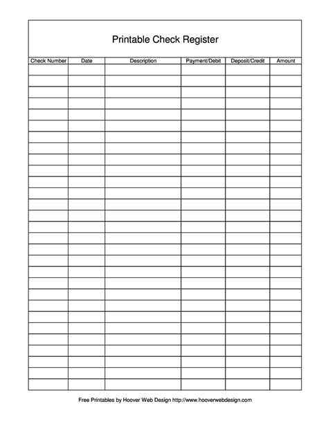 Printable Check Registers