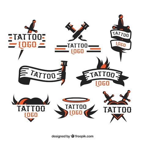 Free Vector | Minimalist tattoo logo collection