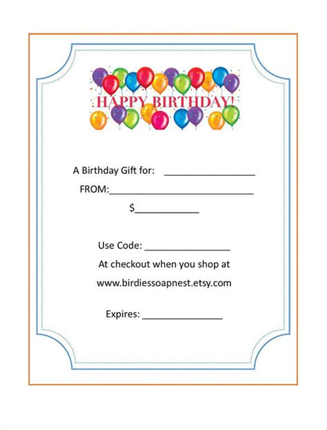 20+ Birthday Gift Certificate Templates - Free Sample, Example, Format ...