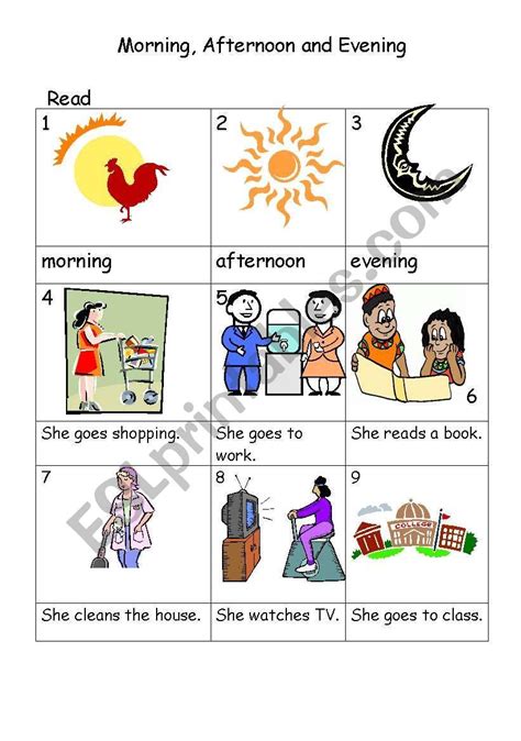 Morning Afternoon Evening - ESL worksheet by annysqu | Time worksheets ...