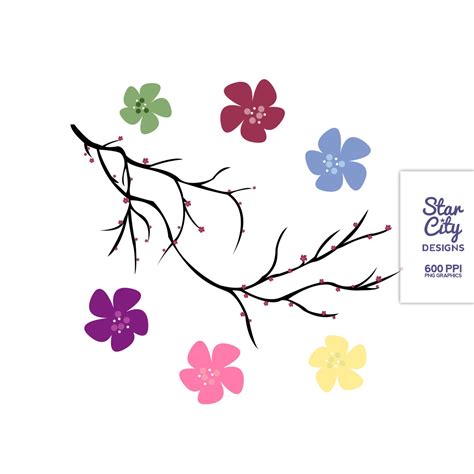 Branch and Flower Clip Art Set Clipart Graphics by StarCityDesigns