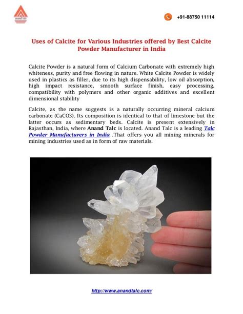 Uses of Calcite for Various Industries offered by Best Calcite Powder…