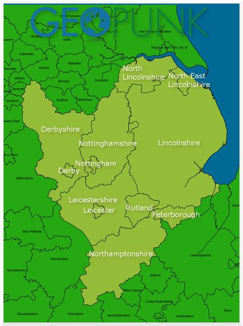 East Midlands Region Map