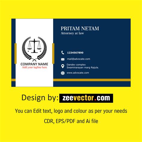 Lawyer Business Card Template - Vector Design - Cdr, Ai, EPS, PNG, SVG