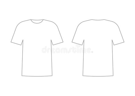 Mens White T-shirt Outline Template with Short Sleeve. Shirt Mockup in ...