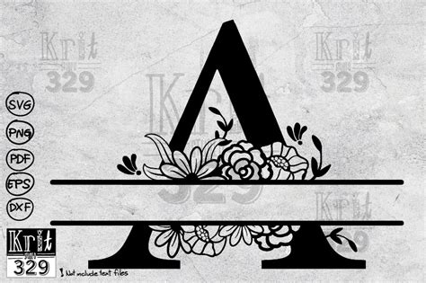 A Floral Split Monogram Graphic by Krit-Studio329 · Creative Fabrica