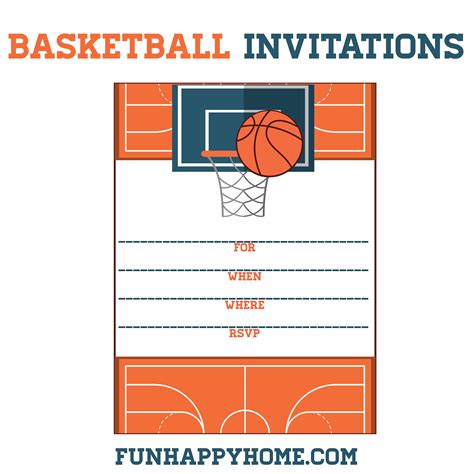 FREE Printable Basketball Themed Party Invitations - Fun Happy Home