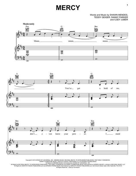 Shawn Mendes Mercy Sheet Music Notes, Chords | Sheet music, Pop sheet ...