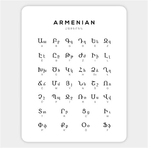 Armenian Alphabet Chart, Armenia Language Chart, White - Armenian ...