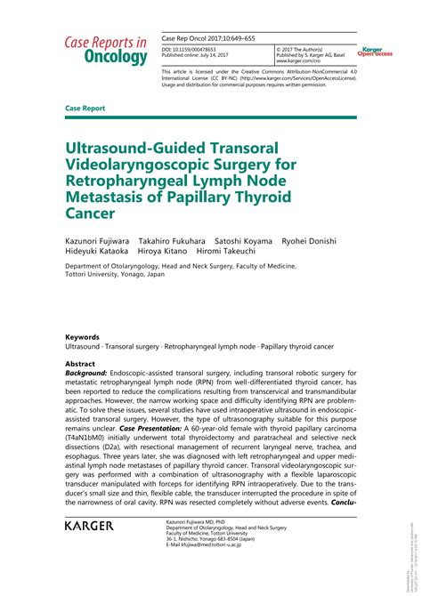 SOLUTION: Ultrasound guided transoral videolaryngoscopic surgery for ...