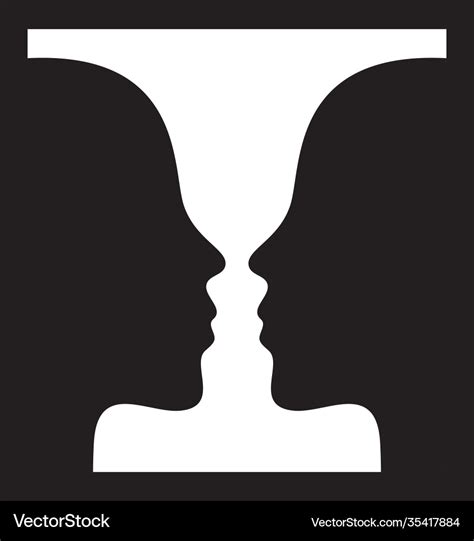 Optical illusion with vase and face profile Vector Image