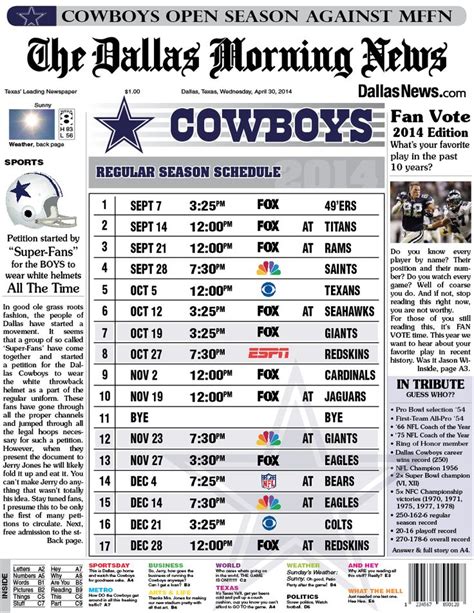 Dallas Cowboys Printable Schedule 2023