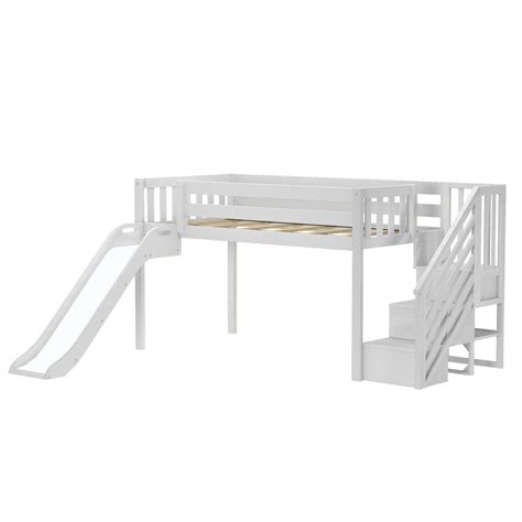 Twin Low Loft Bed with Stairs and Easy Slide – Max and Lily