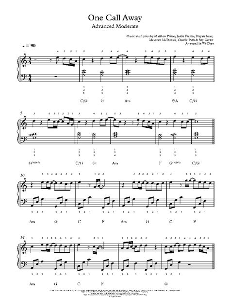 One Call Away by Charlie Puth Sheet Music & Lesson | Advanced Level