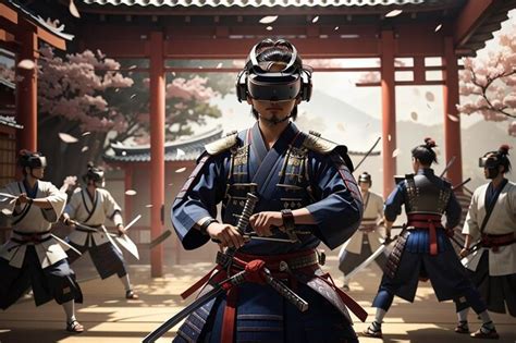 Premium AI Image | VR Samurai Swordsmanship Showdown