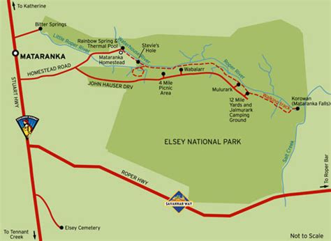 Map of Mataranka and Elsey National Park with Katherine Gorge | Credits ...