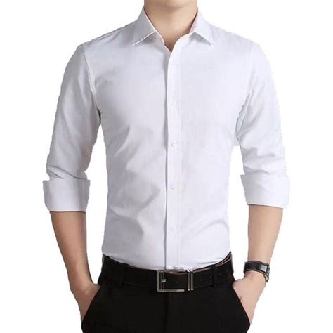 White Mens Long Sleeve Polo Shirt Slim Fit Curved Hem Long Sleeve Shirt ...