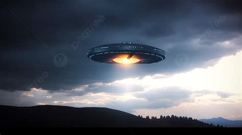 Ufo On The Cloudy Sky Background, Best Ufo Picture Background Image And ...