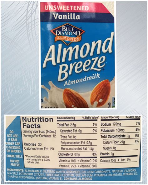 Almond milk Trans Fat, Saturated Fat, Almond Milk, Serving Size ...