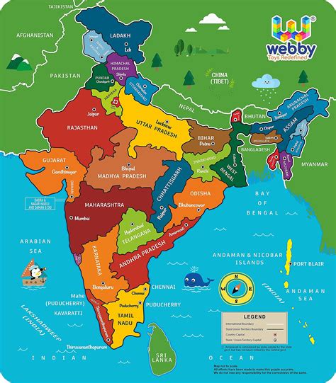 India Political Map With States And Capitals