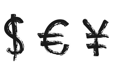 Currency Symbols in Grunge Style. Black Graphic by ladadikart ...