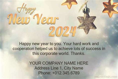 Sparkling 2024 New Year Greeting Card for Company