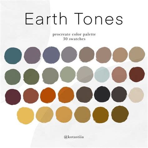 Earth Tones Color Palette, 30 Handpicked Swatches for Procreate, Colors ...