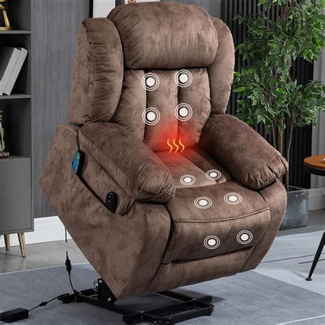 aisword Brown Velvet Glider Recliner with Power Lift W547S0PBH0010 ...