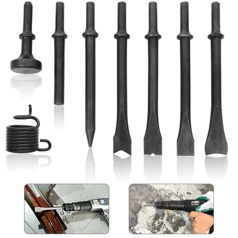 8 Piece Air Chisel Set Pneumatic Chisel Air Hammer Punch Chipping Bits Tool