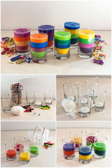 Re-Purpose Old Crayons into These Vibrant Layered Candles