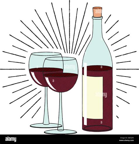 Bottle of wine and two glasses - illustration/ clipart Stock Vector ...