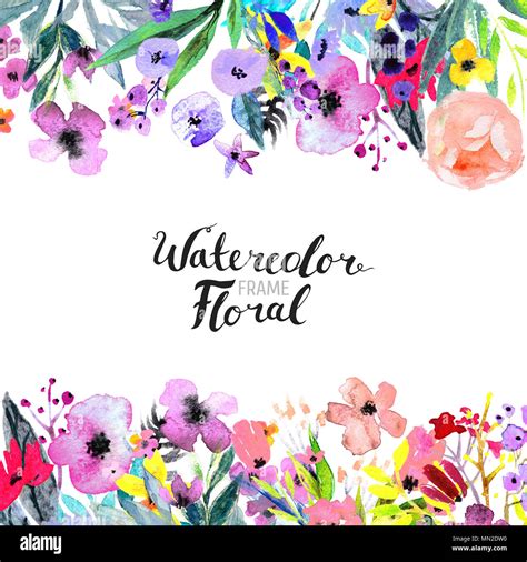 Watercolor Flower Border Stock Photo - Alamy