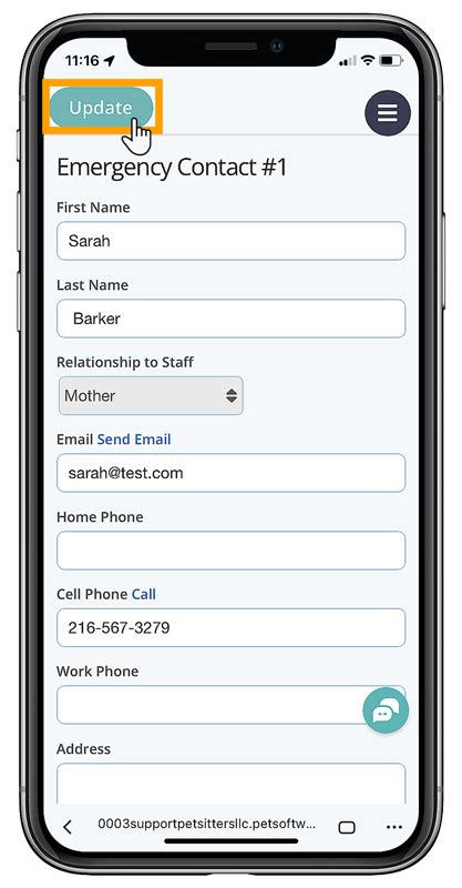 Update Staff Emergency Contacts : Pet Sitter Plus