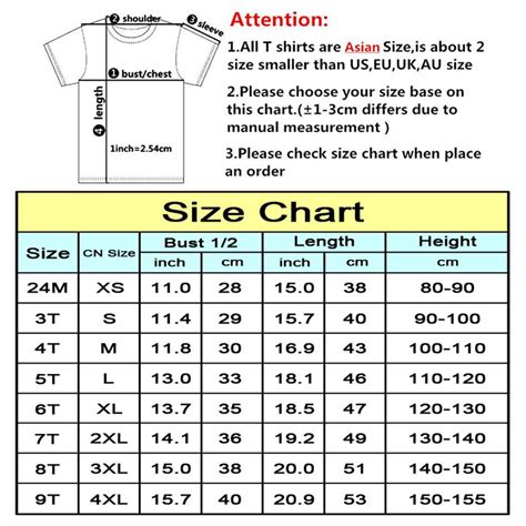 Child T Shirt Size Chart | Kids Matttroy