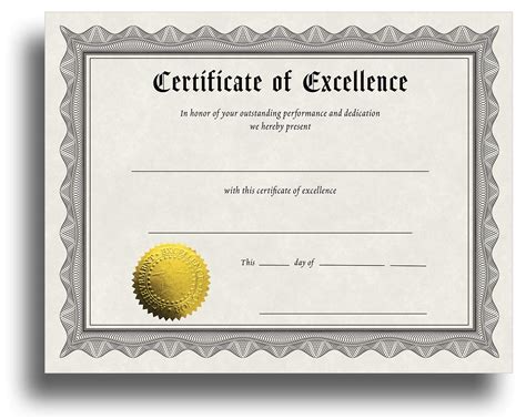 Buy Certificate of Excellence Certificate Paper with Embossed Gold Foil ...