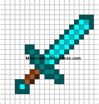 Minecraft Pixel Art Templates: Diamond sword